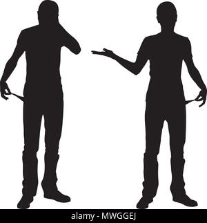 Set of people showing empty pockets isolated on white Stock Vector