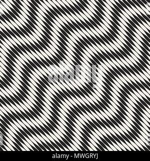 Wavy stripes vector seamless pattern. Retro wavy engraving texture. Geometric zigzag lines design. Stock Vector