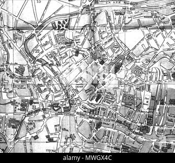 . English: Map of Ghent, city centre, by Hoste . 26 April 2012. Hoste, 1901 393 Map of Ghent, city centre, by Hoste Stock Photo