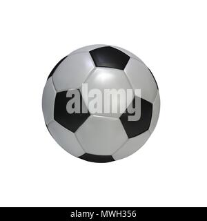 Realistic soccer ball isolated on white background. Black and white classic leather football ball.  Vector illustration Stock Vector
