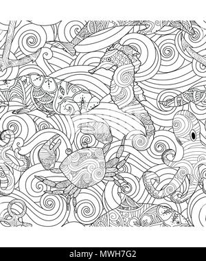 Ocean Animal Pattern Coloring Book for Adults: An Adult Coloring Book of 40  Ocean Pattern Coloring Pages in a Range of Stress Relieving Patterns  (Animal Coloring Books for Adults #9) (Paperback)