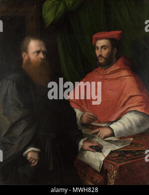 . Cardinal Ippolito de' Medici and Monsignor Mario Bracci . Cardinal Ippolito de' Medici and Monsignor Mario Bracci // NG, London . after 1532. Attributed to Girolamo da Carpi 299 Ippolito de' Medici and Mario Bracci Stock Photo