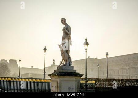 The Louvre seen from the garden of the Tuileries. Paris. France Stock Photo