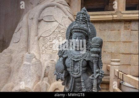 Architectural details of Bahubali gomateshwara Temple. Sculptures Hindu – jain deities seen on the walls. Stock Photo