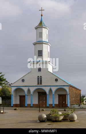 Chiloé, Chile: Santa Marîa Church is a Unesco World Heritage site in Rilan. Stock Photo