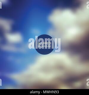 Clouds - Colorful Abstract Blurry Background Creative Design Template with Round Label in the Center - Illustration in Freely Editable Vector Format Stock Vector