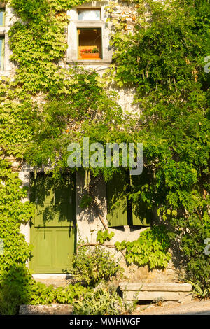 Old overgrown house at small typical town in Provence in France Stock Photo
