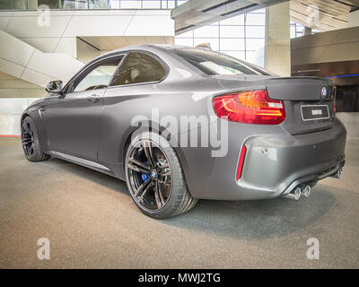 MUNICH, GERMANY-APRIL 8, 2017: 2017 BMW M2 Coupe in the BMW Welt. Stock Photo
