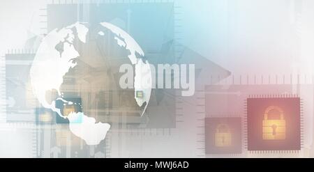 Cyber security and information or network protection. Future cyber technology web services for business and internet project Stock Vector