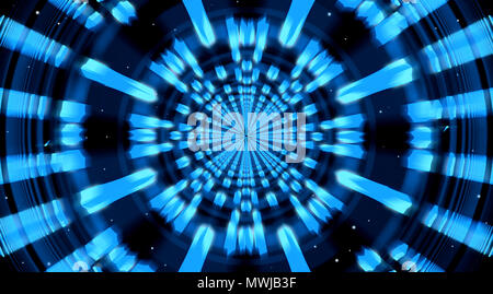 Abstract Sci-Fi Blue Background of Space Tunnel or Gate Stock Photo