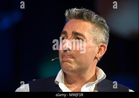 Matthew Hall screenwriter and novelist speaking on stage at Hay Festival 2018 Hay-on-Wye Powys Wales UK Stock Photo