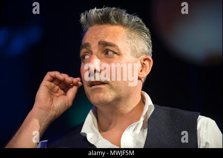 Matthew Hall screenwriter and novelist speaking on stage at Hay Festival 2018 Hay-on-Wye Powys Wales UK Stock Photo