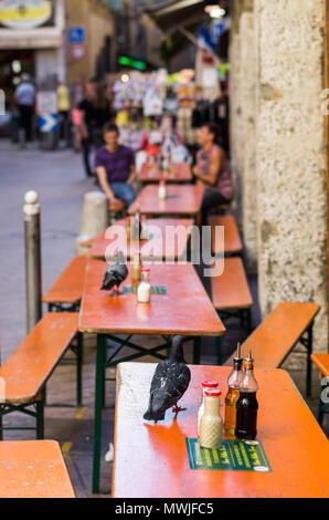 NICE,FRANCE-MAY 20: exterior view  of a popular  restaurant in the old center of Nice, the capital of cote d'Azur, on the 20 may 2013. Stock Photo