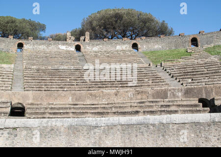 view of ampitheatre at Pompeii, Italy, near mount Vesuvius Stock Photo