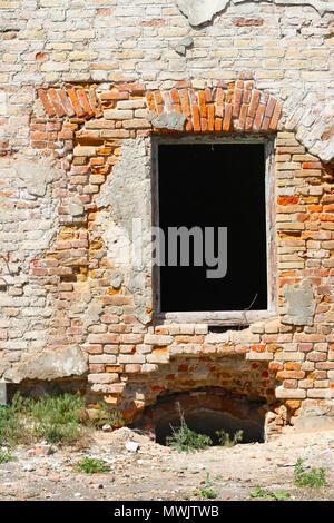 destroyed windows in castle Stock Photo
