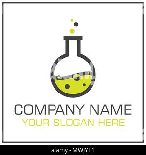 Laboratory Flask with Liquid Vector Logo Design for Science Company or Laboratory Stock Vector