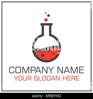 Laboratory Flask with Liquid Vector Logo Design for Science Company or Laboratory Stock Vector