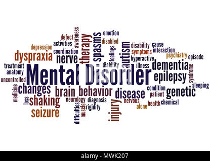 Mental disorder word cloud concept on white background. Stock Photo