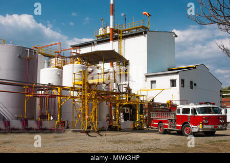 Fire Truck In Industrial Plant Stock Photo