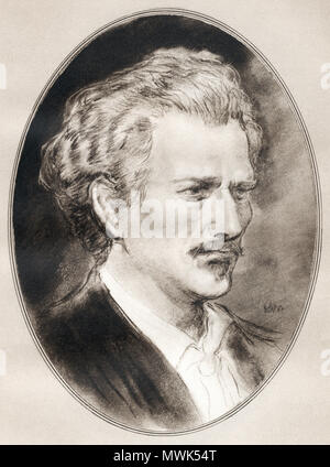 Ignacy Jan Paderewski, 1860 –  1941.  Polish pianist and composer, politician, statesman and spokesman for Polish independence.  Illustration by Gordon Ross, American artist and illustrator (1873-1946), from Living Biographies of Famous Men. Stock Photo