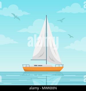 Sailboat on the sea vector illustration Stock Vector