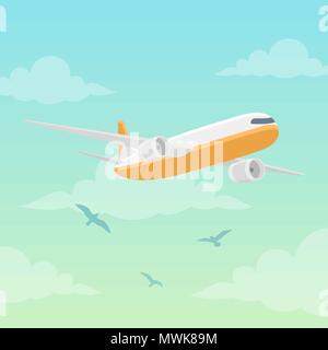 Airplane in the sky vector illustration Stock Vector