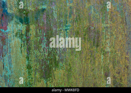 old rusted weathered green painted metal background texture Stock Photo