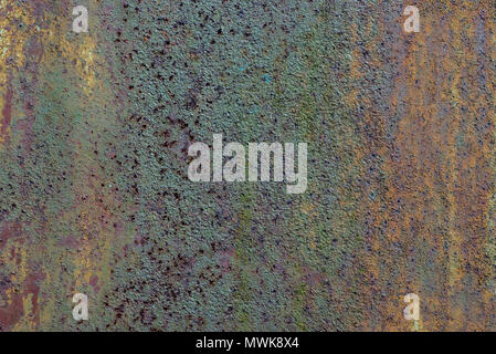 old rusted weathered green painted metal background texture Stock Photo