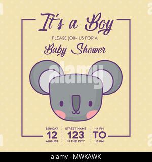 baby shower invitation with its a boy concept with cute koala icon over yellow background, colorful design. vector illustration Stock Vector