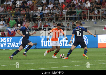 Trnava, Slovakia. 31st May, 2018. Memphis Depay (10) during the friendly football match between Slovakia and Netherlands (1 – 1). Stock Photo