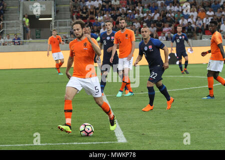 Trnava, Slovakia. 31st May, 2018. Daley Blind (5) in action during the friendly football match between Slovakia and Netherlands (1 – 1). Stock Photo