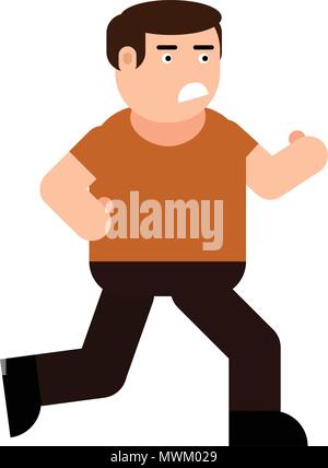 Running frightened man icon, isolated on white background Stock Vector