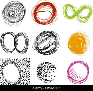 Set of hand-drawn circle lines. Vector sketches Stock Vector