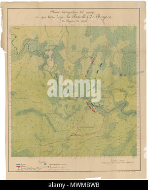 488 Plano topográfico del campo en que tuvo lugar la Batalla de Boyacá -7 de agosto de 1819- Stock Photo