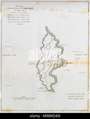 . English: Edward Daniel Clarke. Travels in various countries of Europe Asia and Africa. Part the First Russia Tartary and Turkey (1810). Part the Second Greece Egypt and the Holy Land (1813). London, R. Watts for Cadell and Davies // The town shown here as Tscherchaskoy is present-day Starocherkasskaya. The building marked as Gen. Orlow's Country Seat corresponds to present-day city of Novocherkassk Русский: Карта междуречья Дона и Аксая около 1810 года. Город справа (на Дону) - современная Старочеркасская. 'Дом генерала Орлова' слева (на Аксае) - современный Новочеркасск. 1813.   Edward Dani Stock Photo