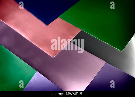 Abstract image in geometric style with bold, overlapping lines of different colors. Stock Photo