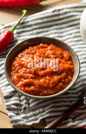 Homemade Spicy Harrisa Sauce in a Bowl Stock Photo