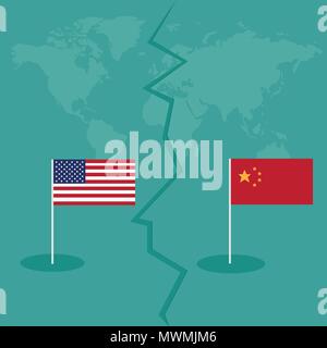 trade war America China tariff business global exchange international Stock Vector