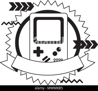 retro game electronic console classical emblem vector illustration Stock Vector
