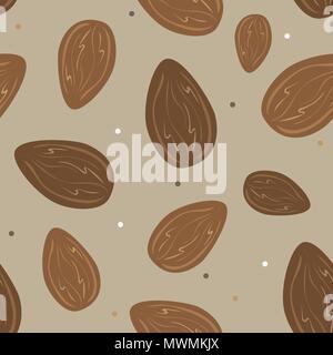 Almonds - vector set of design elements and pattern for packaging background Stock Vector