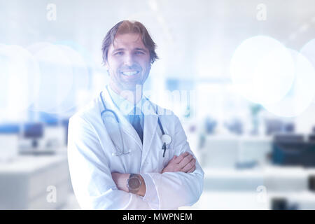 Portrait of smilling senior doctor of medicine in his ordination Stock Photo