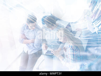 group of business people preparing for next meeting and discussing ideas using digital tablet Stock Photo