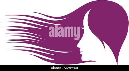 Woman face silhouette character illustration logo icon Stock Vector