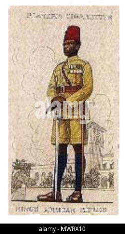 . English: Players Cigarette Card . 14 July 2012. Player's Cigarettes Card pre-world War Two 566 Soldier of the Kings African Rifles Stock Photo