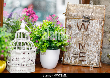 wedding decorations for table in rustic style Stock Photo