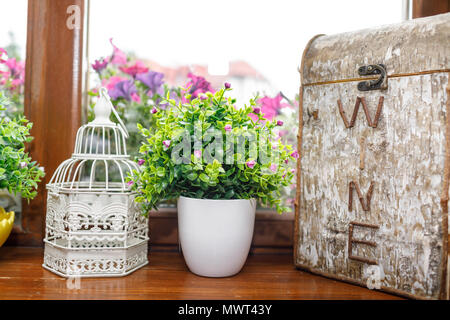 wedding decorations for table in rustic style Stock Photo