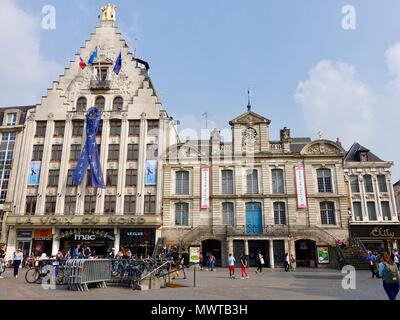 Place General Charles de Gaulle, La Voix du Nord newspaper building during the day, Lille, France Stock Photo