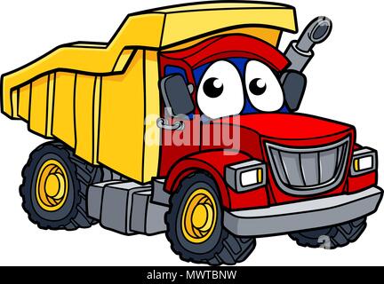 Cartoon Dump Truck Character Stock Vector