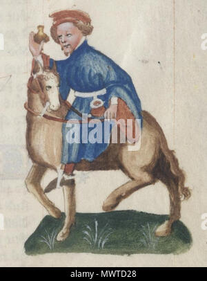 . English: The Manciple in the Ellesmere manuscript of Geoffrey Chaucer's Canterbury Tales. 12 October 2013, 17:58:44. Anonymous 597 The Manciple - Ellesmere Chaucer Stock Photo