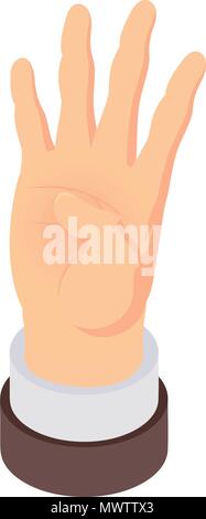Four fingers icon, isometric style Stock Vector